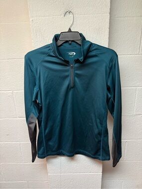 MTA Sport Teal Half-Zip Performance Pullover with Gray Sleeve Panels